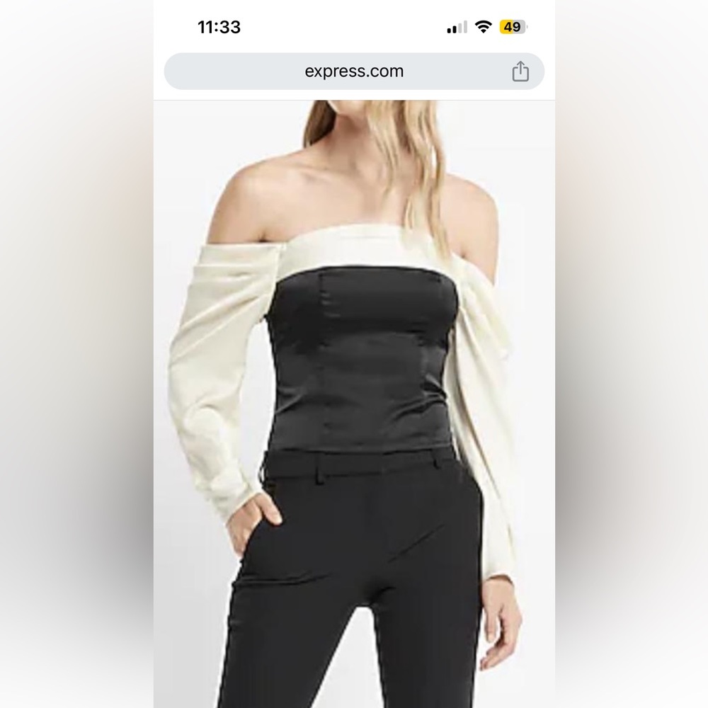 Express satin cropped off the shoulder corset top